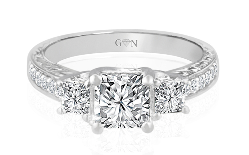 Ladies Three Stone Design Engagement Ring - R538 - GN Designer Jewellers