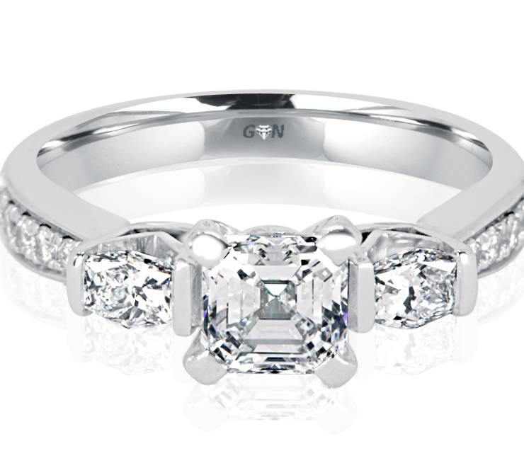 Ladies Three Stone Multi Set Engagement Ring - R1125 - GN Designer Jewellers